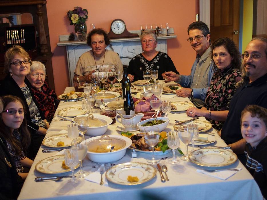 Miranda, Linda, Marie, Paul, Norma, David, Holly, Carl, and Matthew.<br />Joyce (out of view) is next to Miranda, and Egils is behind the camera.<br />Thanksgiving Day at Paul and Norma's.<br />Nov. 23, 2012 -Tewksbury, Massachusetts.