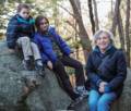 Matthew, Miranda, and Joyce atop the Rockery.<br />Nov. 23, 2012 - Ipswich River Wildlife Sanctuary, Topsfield, Massachusetts.