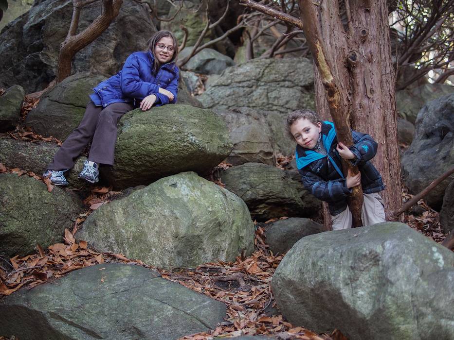 Miranda and Matthew at the Rockery.<br />Nov. 23, 2012 - Ipswich River Wildlife Sanctuary, Topsfield, Massachusetts.