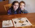 Miranda, Matthew and Hnefatafl (the kings table) Viking game.<br />Nov. 25, 2012 - Merrimac, Massachusetts.