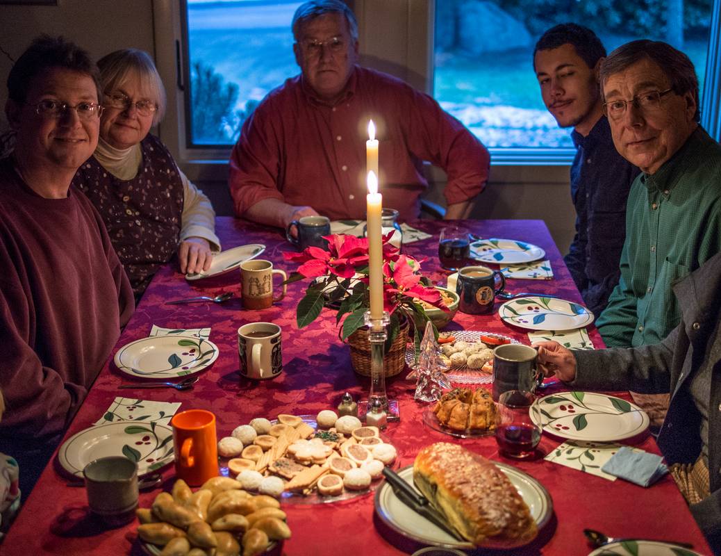 Marc, Edite, Uldis, Eriks, and Juris.<br />Dec. 26, 2012 - At Uldis and Edite's in Manchester by the Sea, Massachusetts.