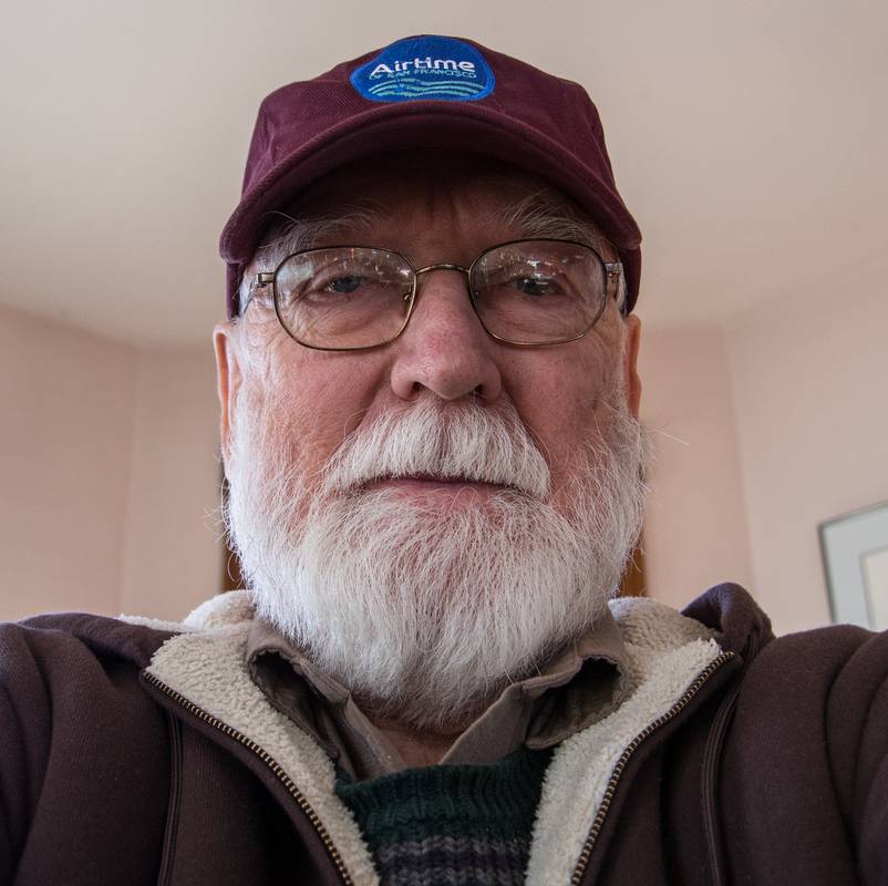 Egils trying out the flip screen on the camera.and modeling cap from Melody and Sati.<br />Jan. 18, 2013 - Merrimac, Massachusetts.