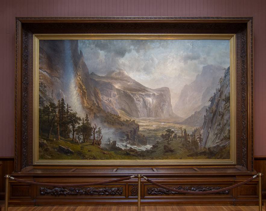 'Domes of Yosemite', a 10' x 15' painting by Albert Bierstadt.<br />March 7, 2013 - St. Johnsbury Athenaeum, St. Johnsbury, Vermont