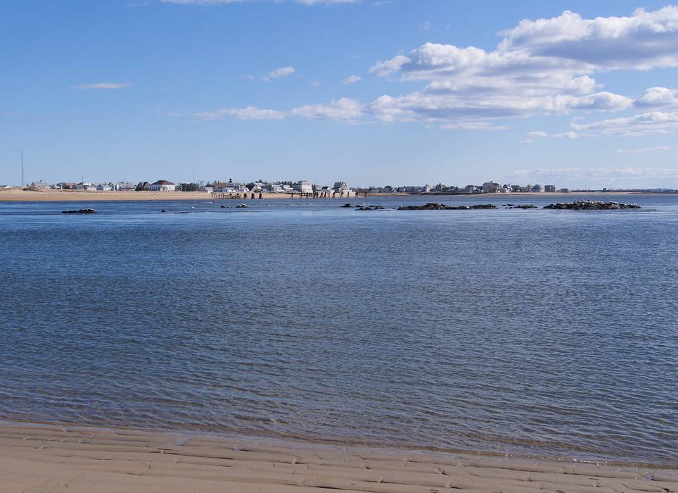 Looking across the Merrimack River to Plum Island.<br />March 26, 2013 - Salisbury Beach State Reservation, Salisbury, Massachusetts.