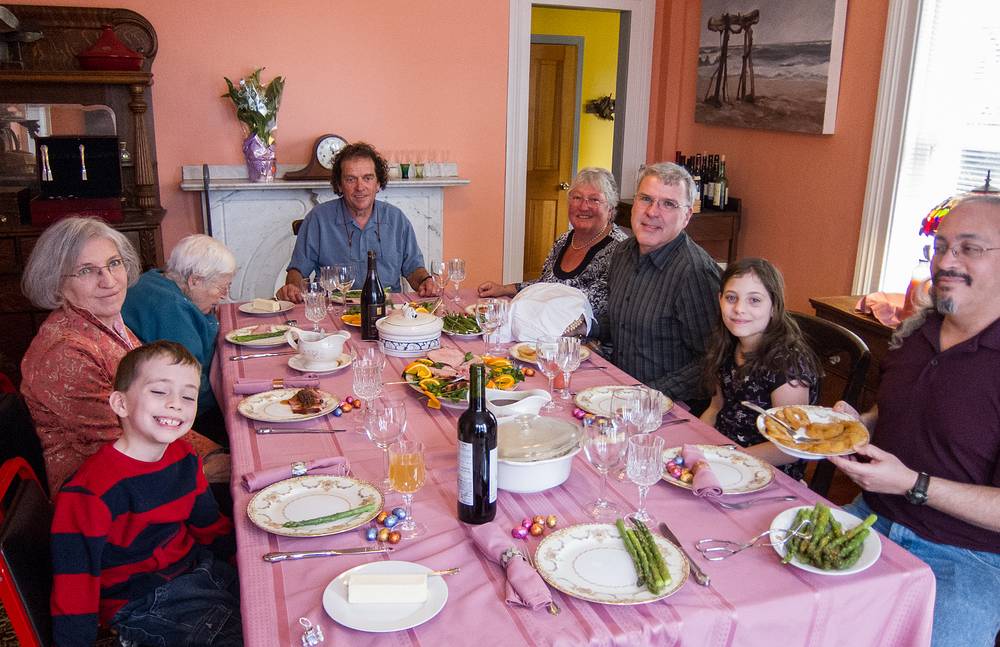 Matthew, Joyce, Marie, Paul, Norma, Jim (a friend), Miranda, and Carl (Joyce's son).<br />March 31 - 2013 - Easter at Paul and Norma's in Tewksbury, Massachusetts.