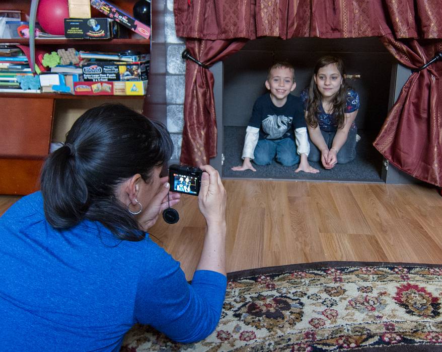 Melody photographing Matthew and Miranda.<br />Melody visiting from California.<br />April 7, 2013 - At Carl and Holly's in Mendon, Massachusetts.