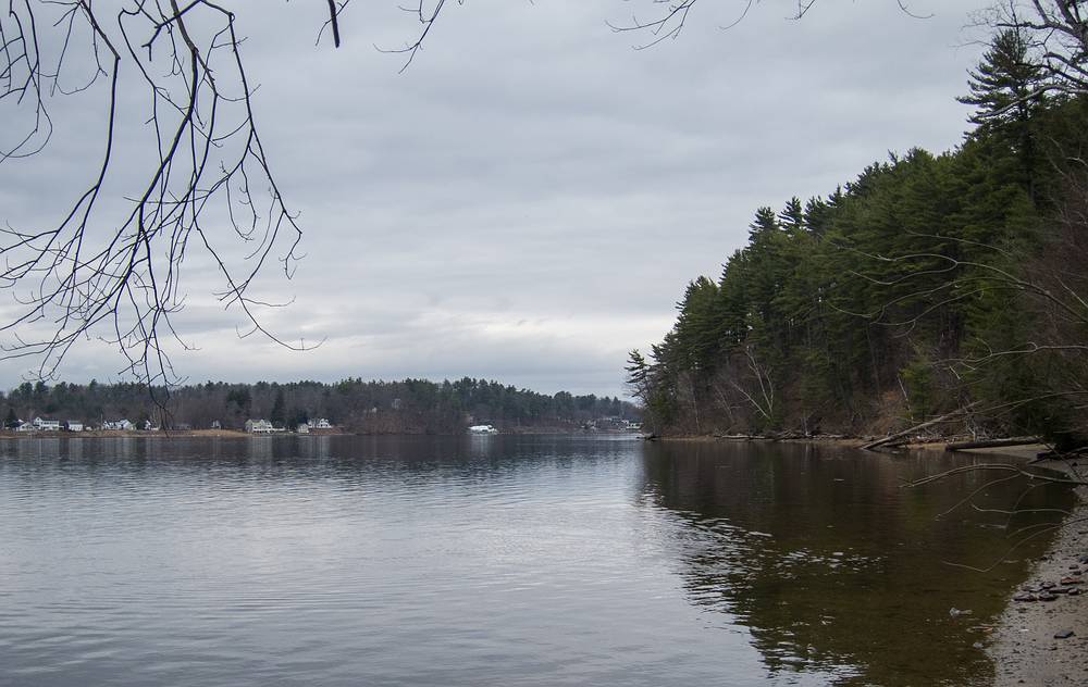 The Merrimack River, looking downstream.<br />April 10, 2013 - Maudslay State Park, Newburyport, Massachusetts.