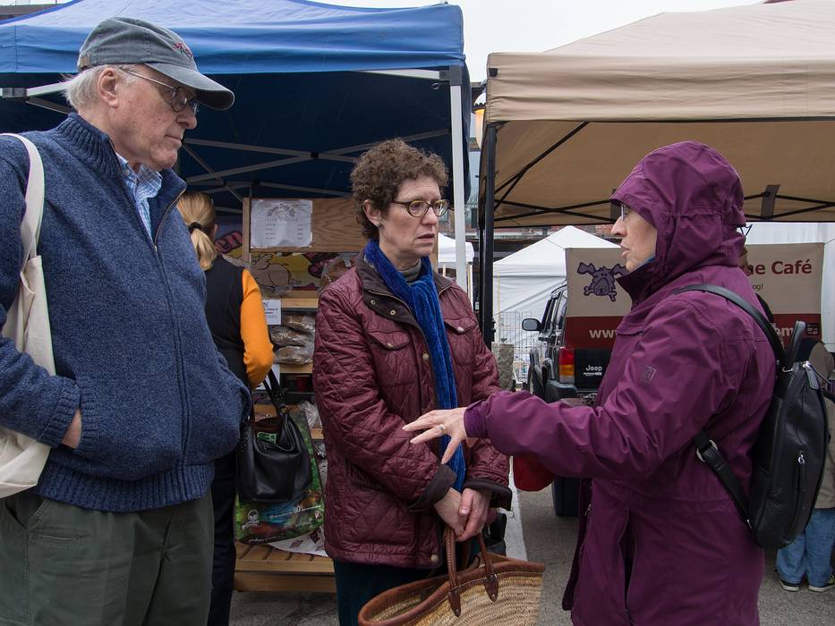 John, Bonnie, and Joyce.<br />Sunday farmers' market.<br />April 14, 2013 - Newburyport, Massachusetts.