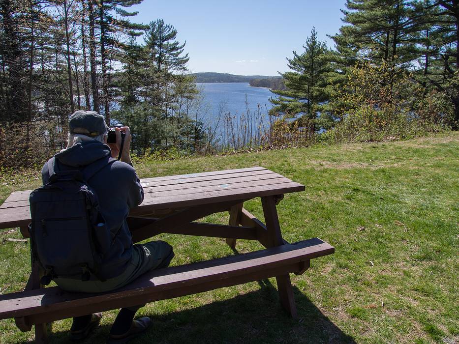John photographing the Merrimack River.<br />May 3, 2013 - Maudslay State Park, Newburyport, Massachusetts.