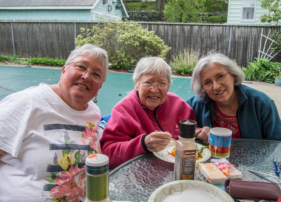 Mother's Day dinner.<br />Norma, Marie, and Joyce.<br />May 12, 2013 - At Marie's in Lawrence, Massachusetts.
