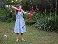 Miranda showing her archery skills.<br />Carl's and Egils' birthday celebration.<br />June 9, 2013 - At Marie's in Lawrence, Massachusetts.