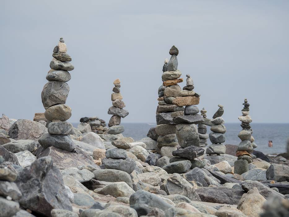 Rock sculptures.<br />June 16, 2013 - Sandy Point State Reservation, Plum Island, Massachusetts.
