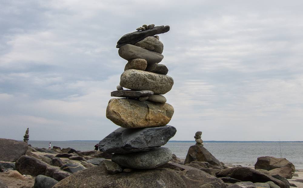 Rock sculptures.<br />June 16, 2013 - Sandy Point State Reservation, Plum Island, Massachusetts.