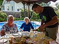 Norma, Joyce, and Sati.<br />Poolside dinner for Melody and Sati, who arrived early in the morning from California.<br />June 19, 2013 - At Marie's in Lawrence, Massachusetts.