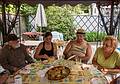 Egils, Melody, Dominic, and Marian.<br />Poolside dinner for Melody and Sati, who arrived early in the morning from California.<br />June 19, 2013 - At Marie's in Lawrence, Massachusetts.