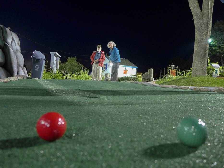 Egils and Joyce.<br />At the Cape Escape minuature golf course.<br />June 21, 2013 - Orleans, Cape Cod, Massachusetts.