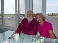 Egils and Joyce.<br />Breakfast at Hangar B.<br />June 22, 2013 - Chatham airport, Chatham, Massachusetts.