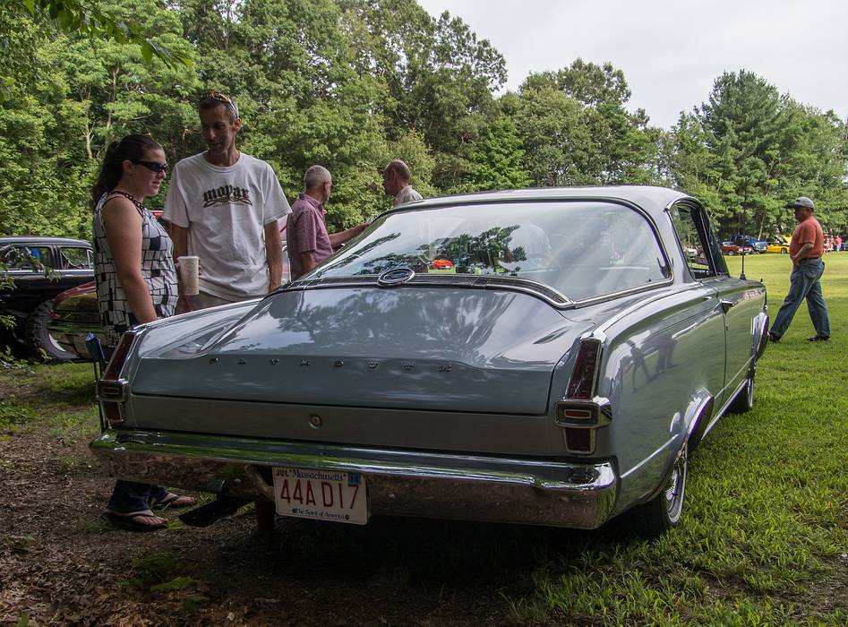 A 1966 Plymouth Barracuda.<br />Antique auto show at Skips Snack Bar.<br />Juley 27, 2013 - Merrimac, Massachusetts.