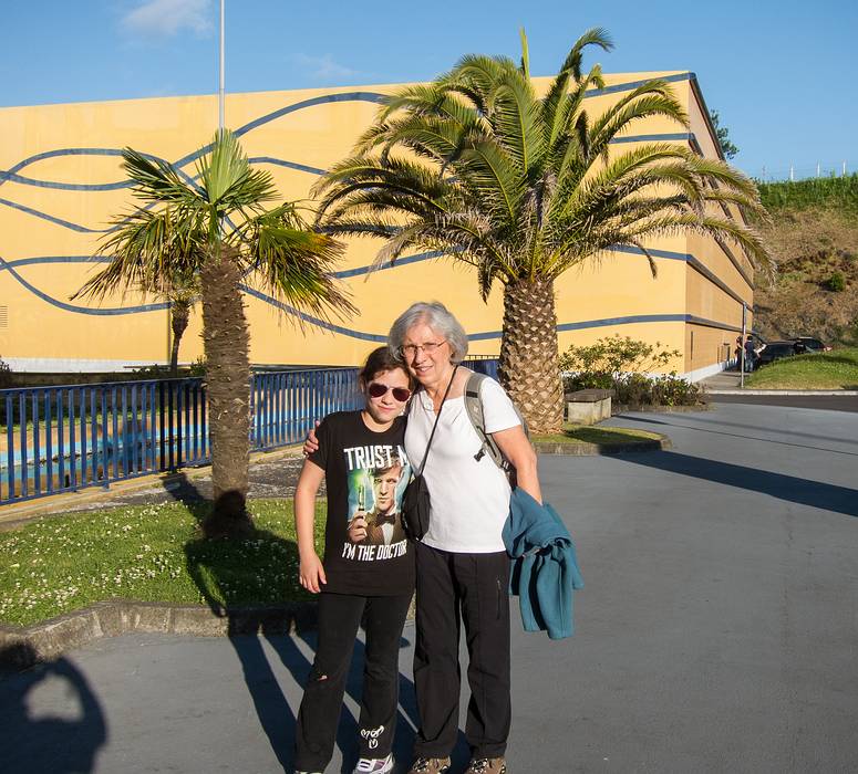 Miranda and Joyce just after landing from an overnight flight from Boston.<br />July 2, 2013 - Ponta Delgada Airport, Sao Miguel, Azores, Portugal.