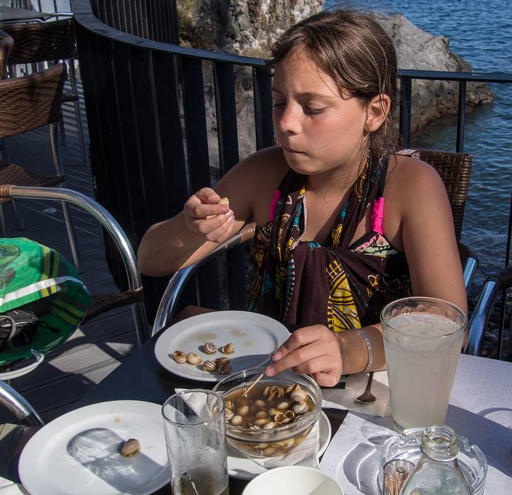 Miranda ordered some snails and actually enjoyed them.<br />July 9, 2013 - Caloura, Sao Miguel, Azores, Portugal.
