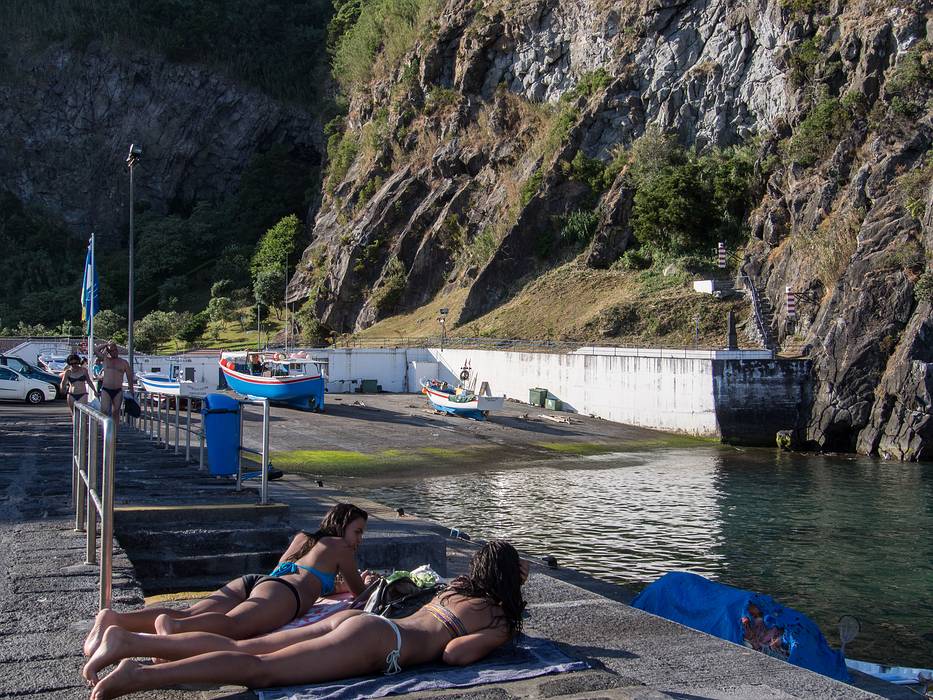 July 9, 2013 - Porto da Caloura in Agua da Pau, Sao Miguel, Azores, Portugal.