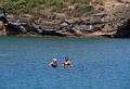 Joyce and Melody in the center of the lagoon.<br />July 10, 2013 - On island off Vila Franca do Campo, Sao Miguel, Azores, Portugal.