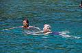 Melody and Joyce on their way back.<br />July 10, 2013 - On island off Vila Franca do Campo, Sao Miguel, Azores, Portugal.
