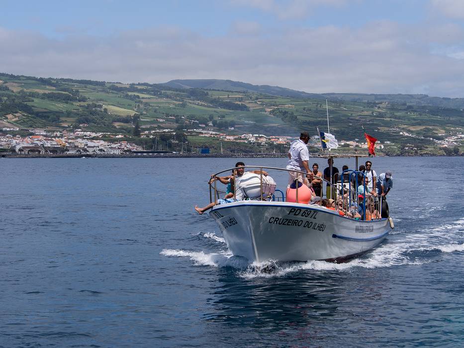 Boat arriving to take us back to the mainland.<br />July 10, 2013 - On island off Vila Franca do Campo, Sao Miguel, Azores, Portugal.