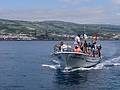 Boat arriving to take us back to the mainland.<br />July 10, 2013 - On island off Vila Franca do Campo, Sao Miguel, Azores, Portugal.