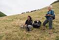 Melody and Baiba watching Sati paraglide.<br />July 10, 2013 - About a mile SE of Sao Vicente Ferreira, Sao Miguel, Azores, Portugal.