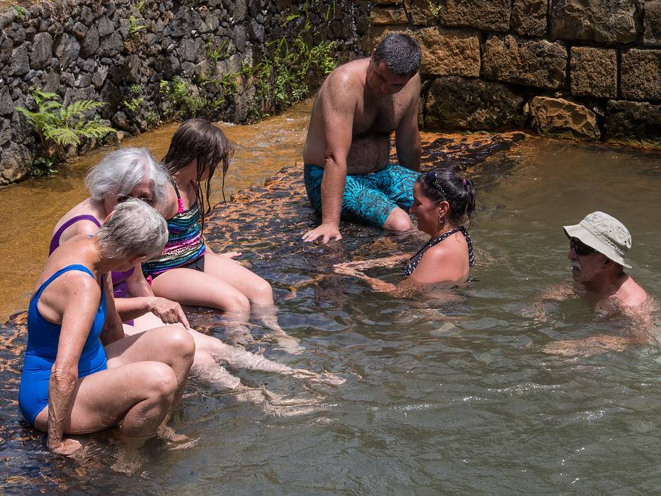 Baiba, Joyce, Miranda, Sati, Melody, and Ronnie.<br />At Poca da Dona Beija hot springs.<br />July 11, 2013 - Furnas, Sao Miguel, Azores, Portugal