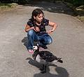 Miranda and a barnacle goose.<br />July 11, 2013 - At the Terra Nostra Gardens in Furnas, Sao Miguel, Azores, Portugal.