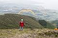 Sati takes off as Melody watches.<br />July 12, 2013 - Pico do Fogo, Sao Miguel, Azores, Portugal.