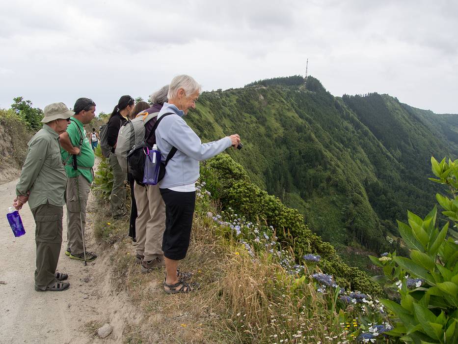 Ronnie, Sati, Melody Miranda, Joyce, and Baiba.<br />July 13, 2013 - Hike along rim of crater at Sete Cidades, Sao Miguel, Azores, Portugal.