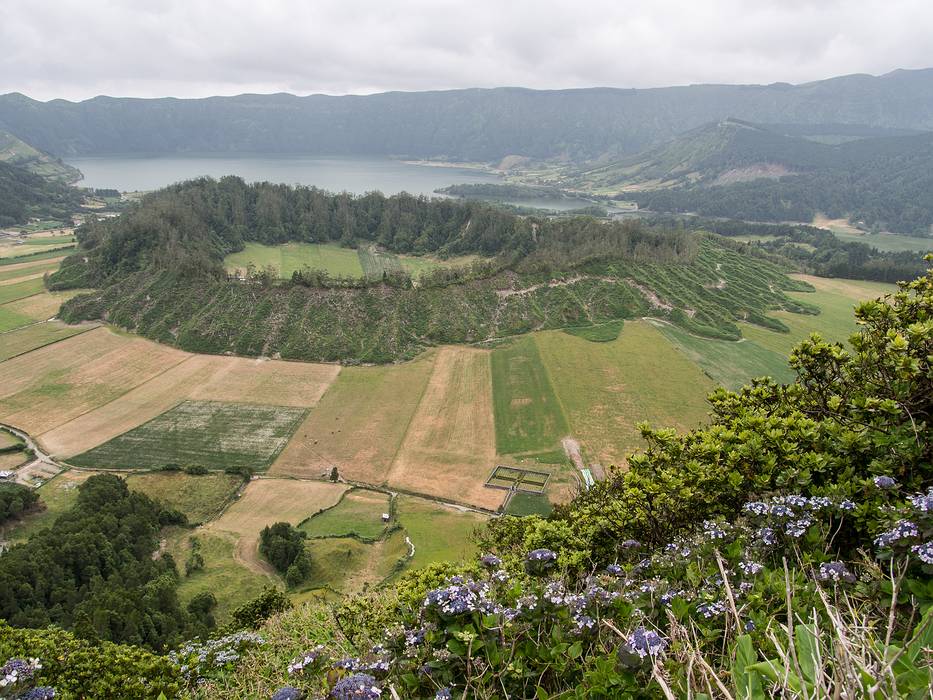 A crater within a crater.<br />July 13, 2013 - Hike along rim of crater at Sete Cidades, Sao Miguel, Azores, Portugal.