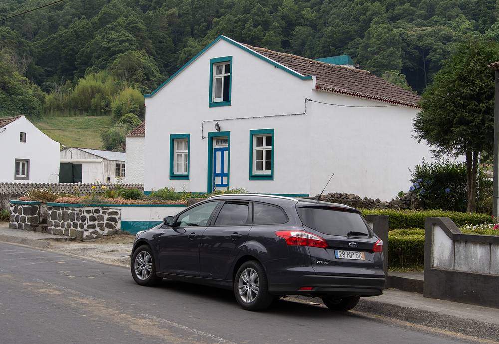 Our rental car, a Ford Focus with a Diesel engine and six speed manual transmission.<br />July 13, 2013 - Sete Cidades, Sao Miguel, Azores, Portugal.