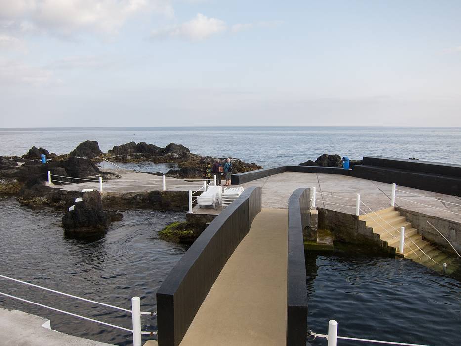 Miranda, Joyce, Baiba.<br />Lagoa's swimming pool complex.<br />July 14, 2013 - Lagoa, Sao Miguel, Azores, Portugal.
