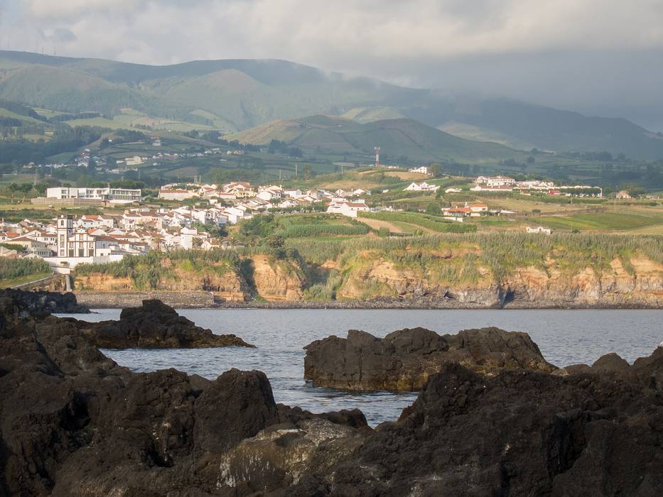 View from Lagoa's swimming pool complex.<br />July 14, 2013 - Lagoa, Sao Miguel, Azores, Portugal.