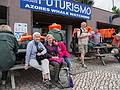 Baiba, Joyce, and Melody waiting for the departure of our whale watch boat.<br />July 15, 2013 - Ponta Delgada, Sao Miguel, Azores, Portugal.