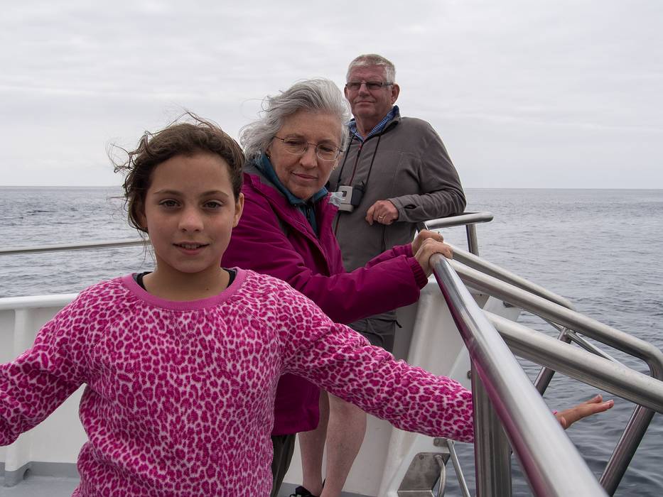 Miranda and Joyce.<br />July 15, 2013 - On whale watch boat out of Ponta Delgada, Sao Miguel, Azores, Portugal.