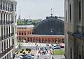 Estacion de Atocha (train station) as seen from the museum.<br />July 3, 2013 - At the Reina Sofia Museum in Madrid, Spain.