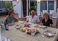 AsunciÃ³n, Salvador, and Joyce at supper on their rooftop patio.<br />July 3, 2013 - At Salvador and AsunciÃ³n's in Madrid, Spain.
