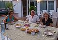Asunción, Salvador, and Joyce at supper on their rooftop patio.<br />July 3, 2013 - At Salvador and Asunción's in Madrid, Spain.