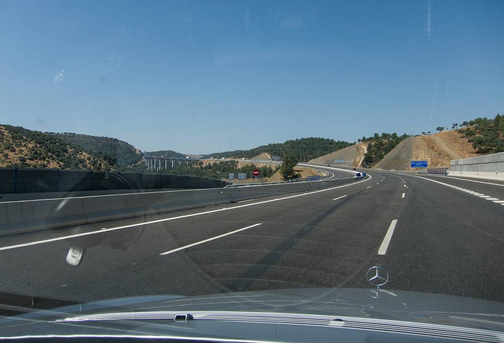 On the way to Granada in Salvador's Mercedes.<br />July 4, 2013 - Along highway A-4 at the Despenaperros Pass in the province of Jaen, Spain.