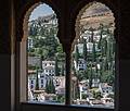 View NW to Almaicin, a district of the city.<br />In the Arab Palace Complex - here in the Comares.<br />July 4, 2013 - At the Alhambra in Granada, Spain.