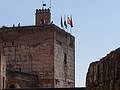 Sentinel's Tower (Torre de la Vela).<br />The fortress of Alcazaba.<br />July 4, 2013 - At the Alhambra in Granada, Spain.