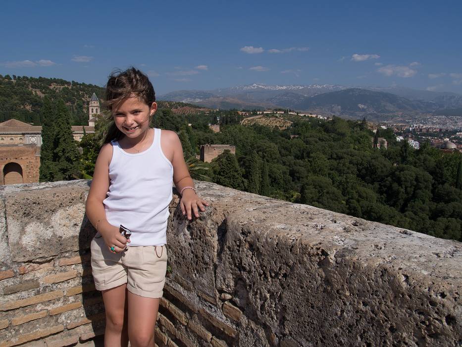 Paula.The fortress of Alcazaba.<br />July 4, 2013 - At the Alhambra in Granada, Spain.