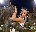 Paula on a Dali sculpture.<br />July 4, 2013 - Marbella, Malaga, Spain.