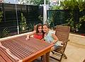 Miranda and Paula in the patio of the new house.<br />July 5, 2013 - Marbella, Malaga, Spain.