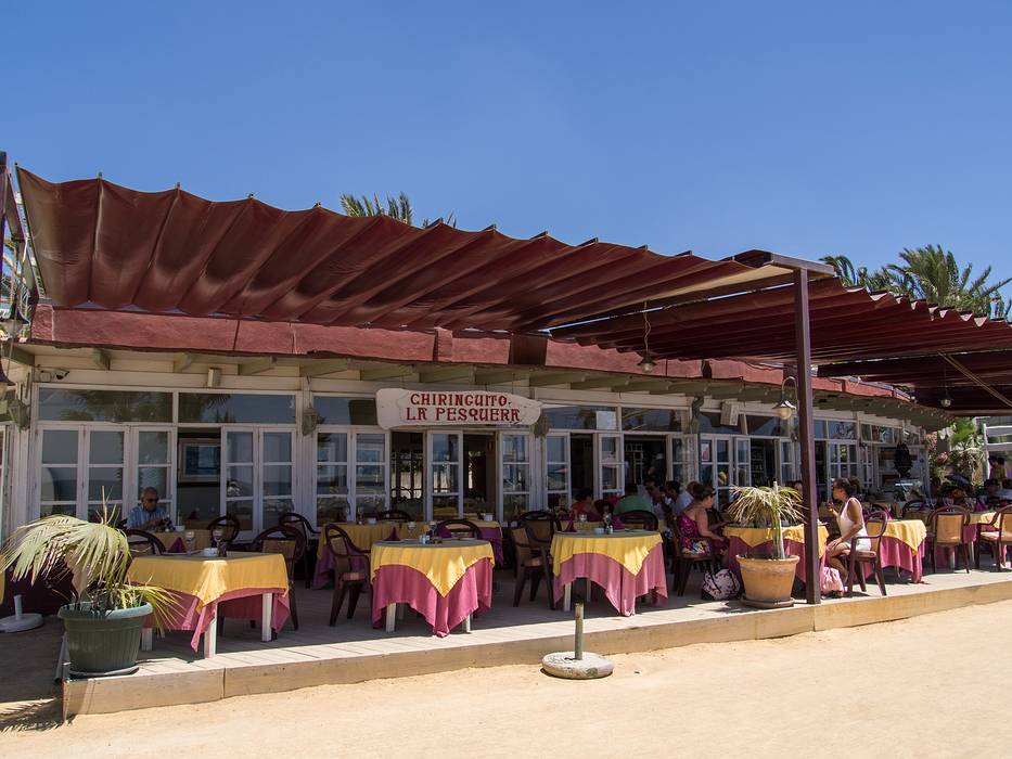 Chiringuito La Pesquera on the beach.<br />July 5, 2013 - Marbella, Malaga, Spain.